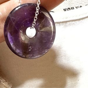 Amethyst Amulet Necklace • 1.2" Donut Pendant • 925 Silver Chain • Intuition & P